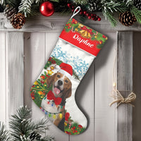 Custom Name Dog Stocking, Personalized Beagle Christmas Stocking, Adorable Pet Holiday Stocking, Beagle Lover Present, Christmas Morning Decor