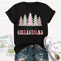 Pink Bow Aesthetic Holiday Graphic Tee, Coquette Christmas Tree T-Shirt, Girly Winter Vacation Shirt, Vintage Christmas Present for Her