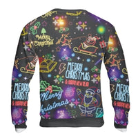 Neon Santa Holiday Sweater, Neon Santa Reindeer Ugly Christmas Sweatshirt, Neon Reindeer Christmas Crewneck, Colorful Holiday Pullover
