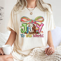 Christian Christmas Scripture Graphic Tee, Joy to the World Nativity T-Shirt, Holy Night Religious Jesus Shirt, Holiday Church Present