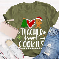 Christmas Tree Holiday Teacher Shirt, Teacher of Smart Cookies T-Shirt, Humorous Teacher Xmas Tee, Adorable School Educator Present T-Shirt
