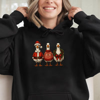 Holiday Farm Animal Graphic Sweatshirt, Humorous Christmas Goose Hoodie, Adorable Xmas Goose Hooded Sweater, Comfy Winter Goose Pullover, Xmas Present