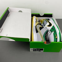 Low Top Sneakers, White Black Green Silver Colorway, Metallic Finish, Lace Up Design, Casual Gift for Sneaker Fans