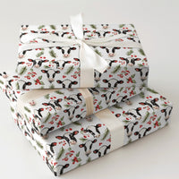 Rustic Farmhouse Holly Gift Wrap, Christmas Cow Wrapping Paper, Winter Cattle Holiday Wrapping Paper, Animal Lover Christmas Gift Wrap