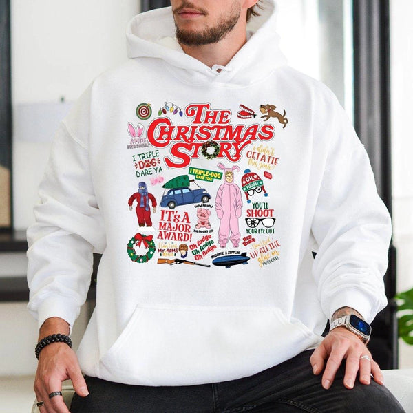 Retro Holiday Quote Hoodie, Christmas Movie Hoodie, Humorous Xmas Graphic Sweatshirt, Comfy Winter Movie Hooded Pullover, Hol