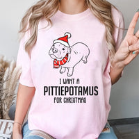 Humorous Pitbull Holiday T-Shirt, Pittiepotamus Christmas Shirt, Adorable Dog Lover Graphic Tee, Pitbull Mom Dad Xmas Shirt, Winter Holiday Present