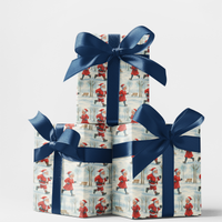 Running Santa and Mrs Claus Gift Wrap, Cardio Santa Wrapping Paper, Humorous Fitness Christmas Present Paper Roll, Holiday Wrapping Paper