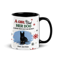 Custom Girl and Her Dog Ceramic Mug, Personalized Dog Lover Coffee Mug, Pet Loss Memorial Mug, Dog Mom Christmas Cup Present