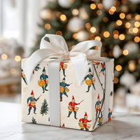Classic Christmas Tree Gift Wrap, Vintage Drummer Boy Wrapping Paper, Retro Holiday Wrapping Paper, Nostalgic Xmas Paper
