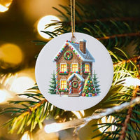 Festive Christmas Tree Ornament, Gingerbread House Ceramic Ornament, Magical Winter Holiday Ornament, Home Tree Decor, Family Xmas Present