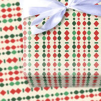 Red and Green Diamond Holiday Gift Wrap, Geometric Christmas Wrapping Paper, Retro Garland Present Wrap, Festive Winter Wrapping Paper Roll
