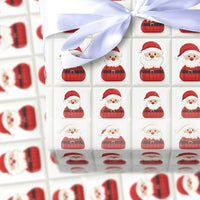 Buffalo Plaid Santa Claus Gift Wrap, Cartoon Santa Wrapping Paper, Adorable Santa Grid Christmas Wrapping Paper, Holiday Gift Wrap Roll