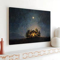 Starry Night Holy Family Canvas, Nativity Scene Canvas Wall Art, Christian Christmas Wall Decor, Holy Night Canvas Print, Faith Holiday Present