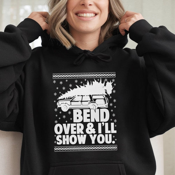 SUV Christmas Tree Sweatshirt, Humorous Christmas Hoodie, Humorous Winter Holiday Hoodie, Retro Xmas Graphic Pullover, Presen