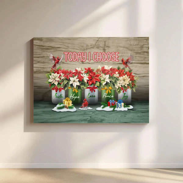 Christian Christmas Canvas Print, Faith Hope Love Peace Joy Canvas Wall Art, Holiday Scripture Canvas, Religious Xmas Wall Ar
