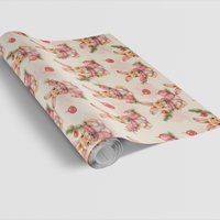 Adorable Watercolor Rabbit Gift Wrap, Winter Bunny Christmas Wrapping Paper, Mistletoe Holiday Wrapping Paper, Festive Xmas Gift Wrap Roll