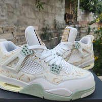 Mid Top Sneakers, White Green Colorway, Lace Up Design, Casual Gift for Sneaker Fans