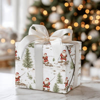 Rustic Snowy Angler Gift Wrap, Winter Fishing Santa Wrapping Paper, Christmas Outdoorsman Wrapping Paper, Fisherman Present