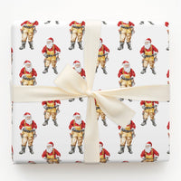 Tan Overalls Santa Claus Gift Wrap, Carpenter Santa Wrapping Paper, Handyman DIY Christmas Wrapping Paper, Builder Holiday Present Paper