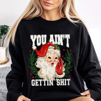 Humorous Retro Santa Sweatshirt, You Ain't Gettin Shit Sweatshirt, Naughty List Xmas Crewneck, Humor Holiday Pullover, Adult Christmas Sweater