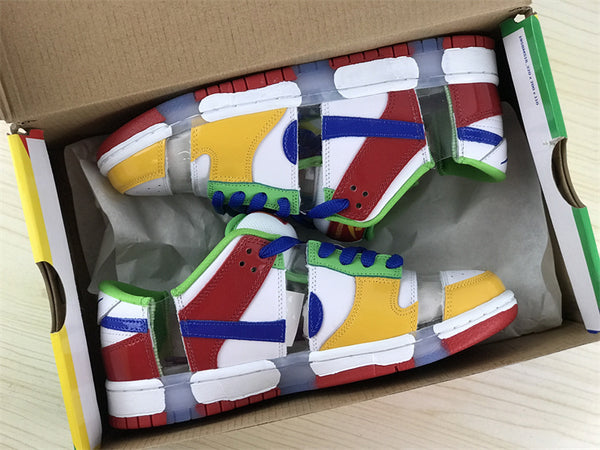 Low Top Sneakers, White Red Green Yellow Colorway, Lace Up Design, Casual Gift for Sneaker Fans