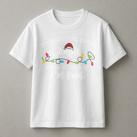Minimalist Holiday Santa Hat Graphic Tee, Christmas Light T-Shirt, Humorous Festive Winter Lights Shirt, Merry Christmas Party Tee