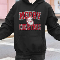 Vintage Distressed Santa Hooded Sweatshirt, Merry Christmas Santa Hoodie, Retro Christmas Hoodie, Adorable Holiday Pullover, Xmas Present Hoodie