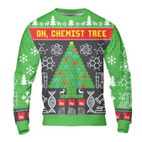 Periodic Table Science Ugly Holiday Sweater, Oh Chemist Tree Christmas Sweatshirt, Chemistry Teacher Xmas Pullover, Geeky Science Crewneck