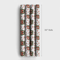 Comfy Vintage Santa Claus Gift Wrap Roll, Knitting Santa Christmas Wrapping Paper, Crafter Holiday Present Paper, Festive Gift Wrap