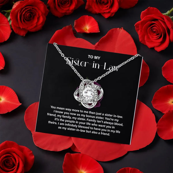 Bonus Sister Jewelry Present, Sister in Law Love Knot Necklace, Sister in Law Necklace, Birthday Christmas Keepsake, CZ Knot 