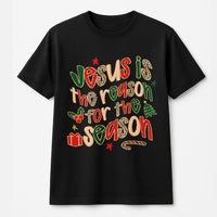 Leopard Print Christian Tee, Jesus Is the Reason for the Season Shirt, Religious Christmas Graphic T-Shirt, Faith Holiday Shirt, Faith Present
