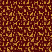 Red Gold Canine Gift Wrap, Crimson Dog Christmas Wrapping Paper, Winter Holiday Dog Wrapping Paper, Elegant Pet Lover Gift Wrapping Paper