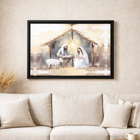 Holy Family Wall Art, Watercolor Nativity Scene Canvas, Christian Christmas Canvas Print, Religious Nativity Canvas, Holiday Home Decor Present