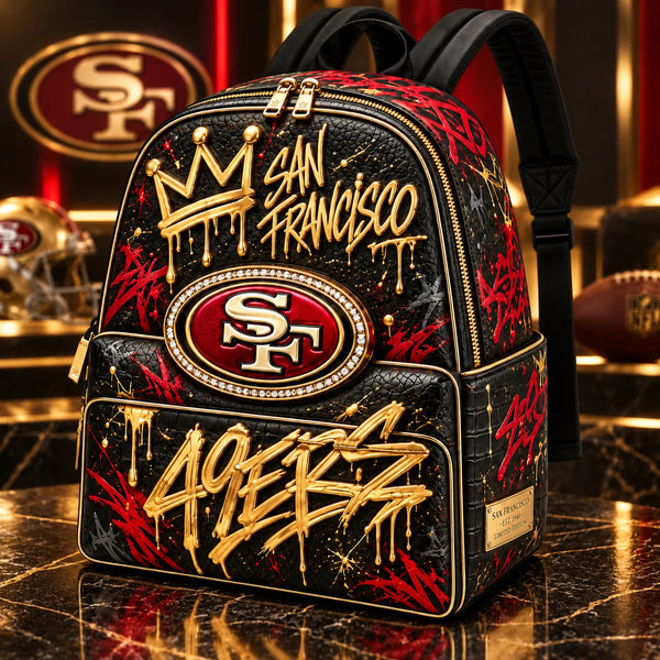 SF Gold Drip - Graffiti Crown Statement Backpack - main