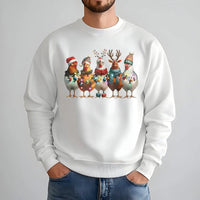 Humorous Farm Animal Holiday Sweater, Christmas Chicken Sweatshirt, Adorable Poultry Lover Crewneck, Festive Farmer Graphic Pullover, Present for Her