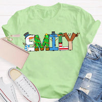 Custom Name Holiday Shirt, Personalized Merry Christmas Vibes T-Shirt, Family Christmas Graphic Tee, Custom Xmas T-Shirt