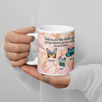 Custom Name Inspirational Sister Coffee Cup, Personalized Sister Butterfly Ceramic Mug, Thoughtful Birthday Christmas Present Mug