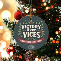 Victory Over Vices Ceramic Ornament, First Sober Christmas Ornament, Sobriety Milestone Holiday Keepsake Ornament, 2024 Recovery Present