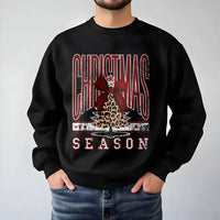 Coquette Bow Christmas Sweatshirt, Leopard Print Tree Sweatshirt, Trendy Holiday Tree Sweater, Adorable Winter Crewneck Sweatshirt, Present for Her