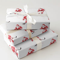 Watercolor Ice Hockey Gift Wrap, Hockey Santa Wrapping Paper, Sports Santa Christmas Wrapping Paper, Holiday Hockey Player Gift Wrap Paper