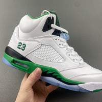 High Top Sneakers, White Green Colorway, Leather Footwear, Lace Up Design, Casual Gift for Sneaker Fans