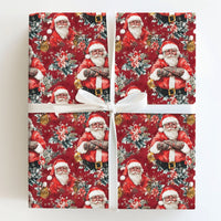 Hipster Santa Gift Wrap, Tattooed Santa Wrapping Paper, Edgy Christmas Wrapping Paper, Cool Claus Holiday Gift Wrap, Humorous Xmas Paper Roll