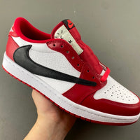 Low Top Sneakers, White Red Colorway, Reverse Hook Design, Lace Up Design, Casual Gift for Sneaker Fans