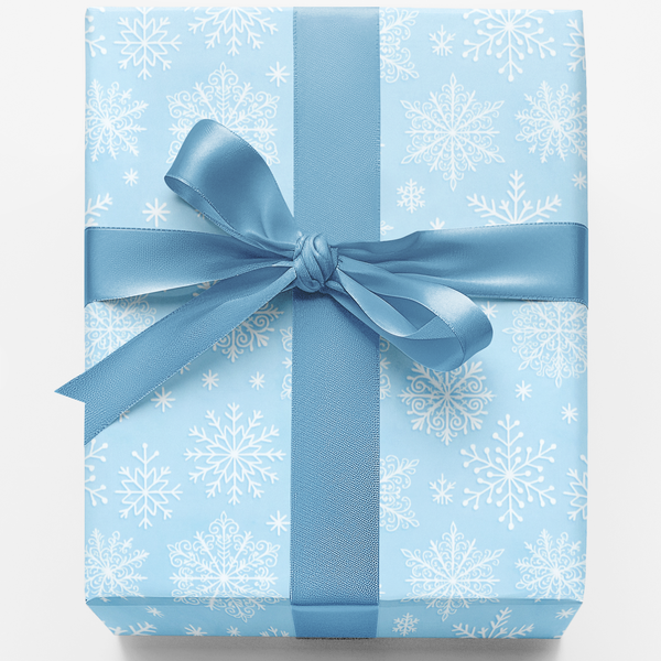Ice Blue Winter Gift Wrap, Snowflake Wrapping Paper, Christmas Snowflake Gift Wrapping Paper, Holiday Present Wrap, Winter Wo
