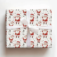 Dancing Musical Santa Holiday Gift Wrap, Rockstar Santa Christmas Wrapping Paper, Retro Microphone Gift Wrapping Paper, Fun Xmas Roll Wrap