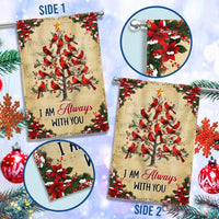 Christmas Tree Memorial Yard Flag, Cardinal Garden Flag I Am Always with You, Double Sided Sympathy Lawn Flag, Holiday Bereavement
