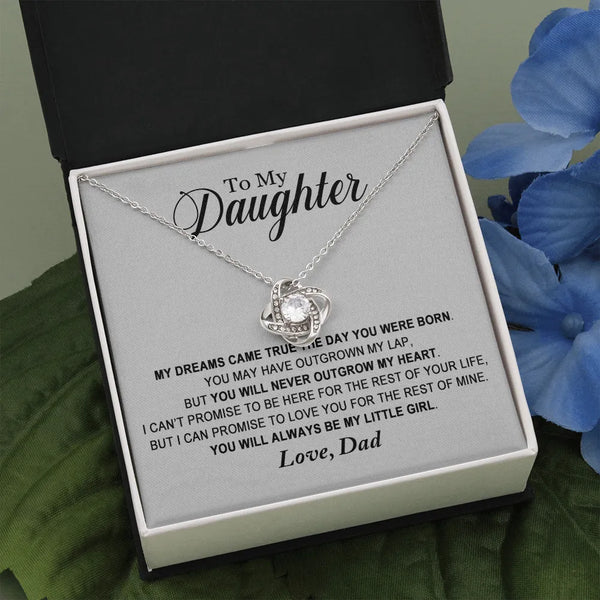 Love Knot Pendant Present from Dad, To My Daughter Love Knot Necklace, 14k White Gold Knot Jewelry, Birthday Christmas Presen