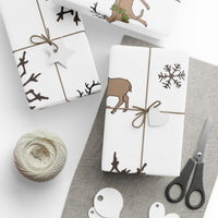 Snowflake Holiday Gift Wrap, Reindeer Antler Wrapping Paper, Festive Christmas Wrapping Paper, Winter Gift Wrap Roll, Holiday Present Paper