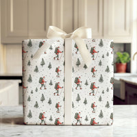 Outdoor Backpacking Santa Gift Wrap, Hiking Santa Christmas Wrapping Paper, Trekking Santa Wrapping Paper, Winter Adventure Holiday Paper