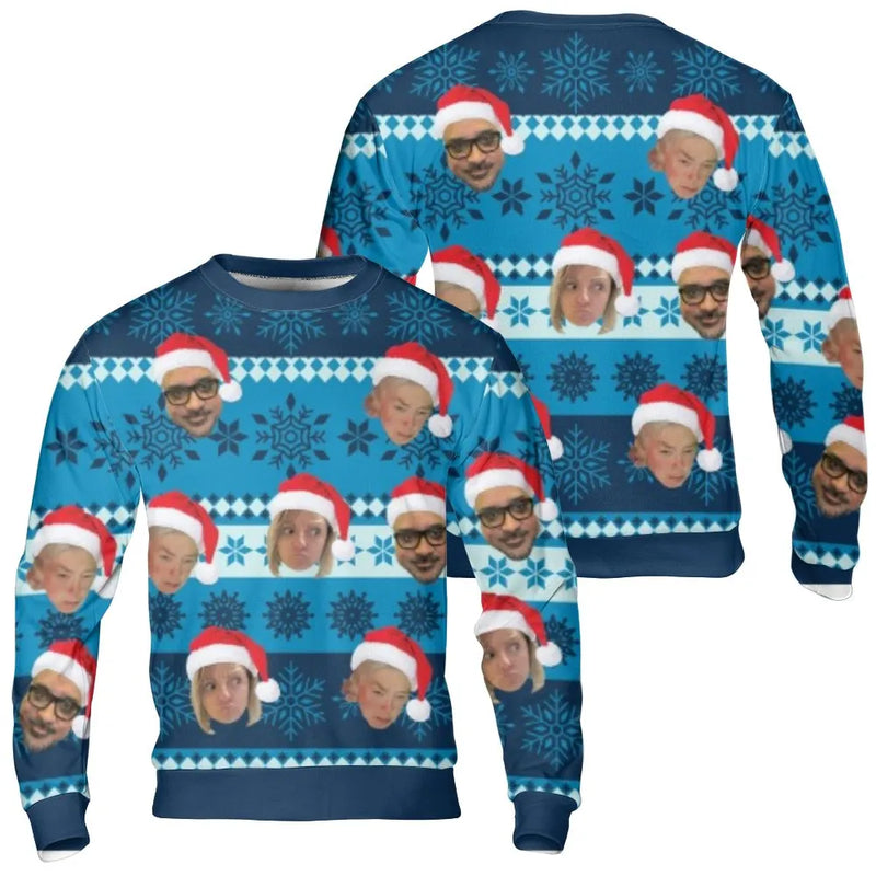 Personalized Photo Ugly Holiday Sweater, Custom Face Christmas Sweatshirt, Family Picture Xmas Pullover, Fun Custom Secret Santa